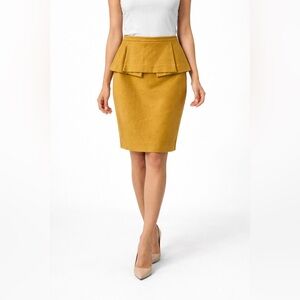 Raoul Peplum Pencil Skirt w/Ruffle in Mustard - Size 8